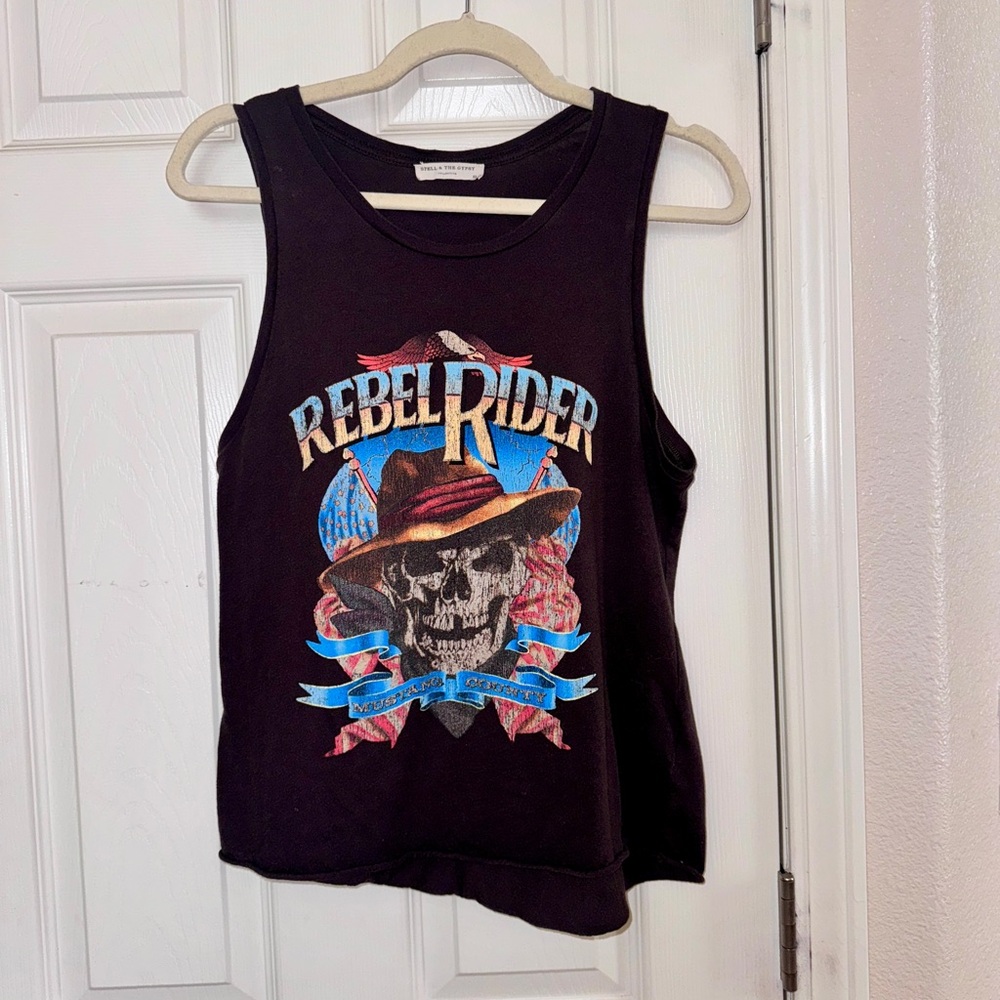 Spell Designs Rebel Rider Black Skull Tank Top